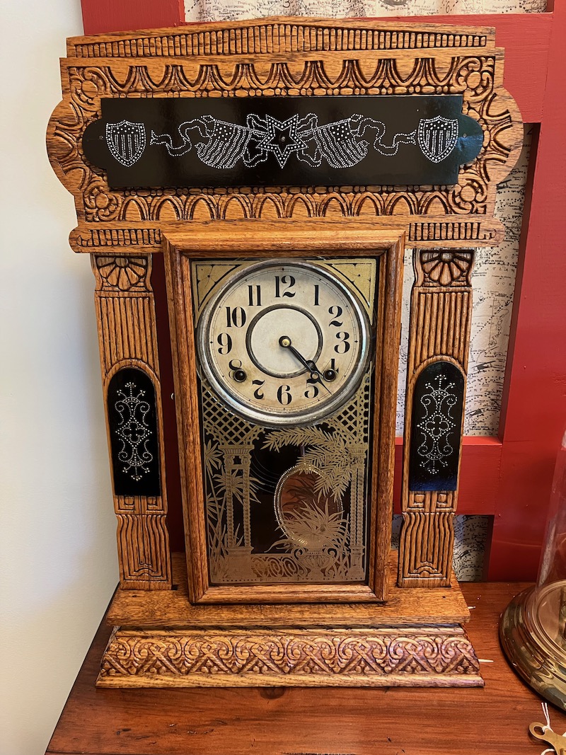 Restored gingerbread mantel clock